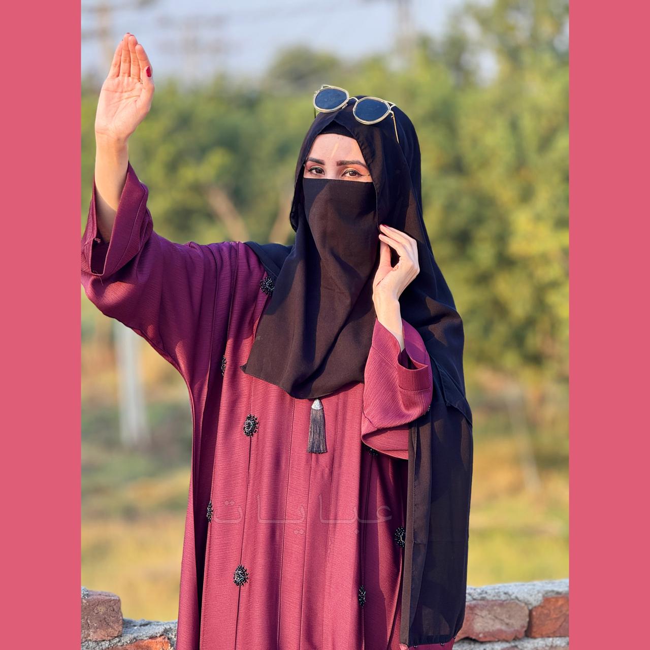 🌸 Asian Abaya – 2 Piece Cutdana Work (Zoom Fabric)