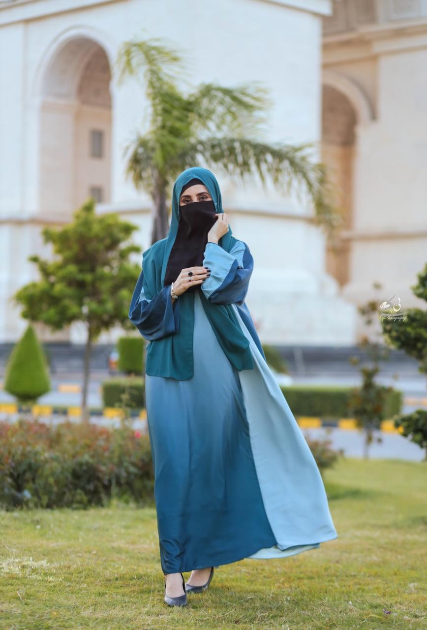 🌿 Tie & Dye Abaya – Silk