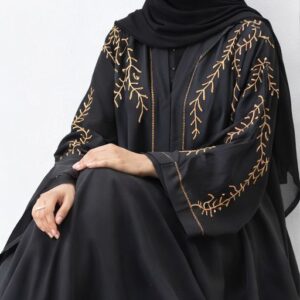 🌸 Nida Fabric Abaya – Elegant DMC Embroidery