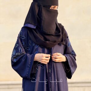 🌸 Midnight Bloom Abaya – Zoom Fabric with Cut Dana Work (Includes Hijab)